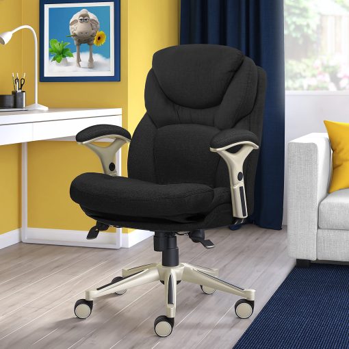 Serta® Claremont Ergonomic Bonded Leather Mid-Back Office Chair, Dark Gray/Silver
