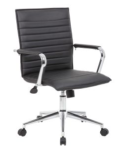 Boss Office Products Sleek Ribbed Vinyl Task Chair, Black