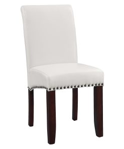 Office Star Parsons Faux Leather Dining Accent Chair, Antique Bronze/Cream