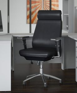 Bush Business Furniture Metropolis Ergonomic Bonded Leather High-Back Office Chair, Black, Standard Delivery 2