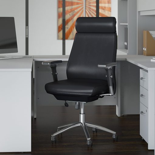 Bush Business Furniture Metropolis Ergonomic Bonded Leather High-Back Office Chair, Black, Standard Delivery - Image 2