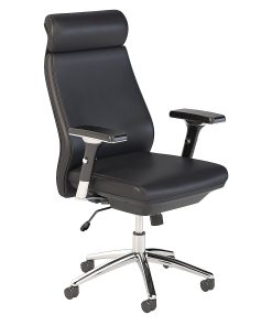 Bush Business Furniture Metropolis Ergonomic Bonded Leather High-Back Office Chair, Black, Standard Delivery
