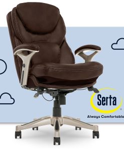 Serta® Claremont Ergonomic Bonded Leather Mid-Back Office Chair, Old Chestnut/Silver 2