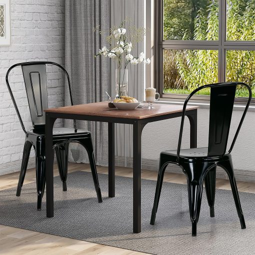 Glamour Home Bash Metal Dining Accent Chairs, Black, Set Of 2 Chairs