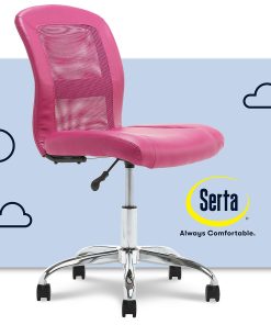 Serta® Essentials Mid-Back Computer Chair, Teamwork Pink/Chrome 2