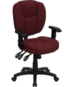 Flash Furniture Fabric Mid-Back Multifunction Ergonomic Swivel Task Chair With Adjustable Arms, Burgundy/Black 2