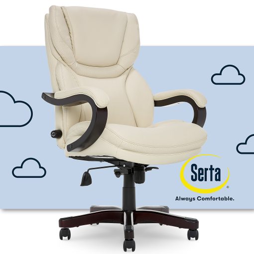 Serta® Conway Big & Tall Bonded Leather High-Back Office Chair, Inspired Ivory/Espresso - Image 2