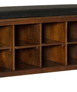 Linon Fairfield Padded Storage Bench, 19"H x 45"W x 17"D, Dark Walnut/Dark Brown