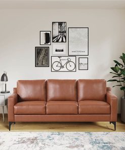 Serta Florence Faux Leather Sofa, 35″H x 78″W x 33-1/2″D, Brown 2