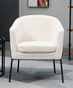 Glamour Home Ayame Boucle Fabric Accent Chair, White/Black 2