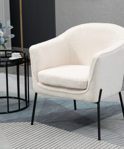 Glamour Home Ayame Boucle Fabric Accent Chair, White/Black