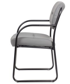 Boss Office Products Leather Mid-Back Guest Chair, Gray 2