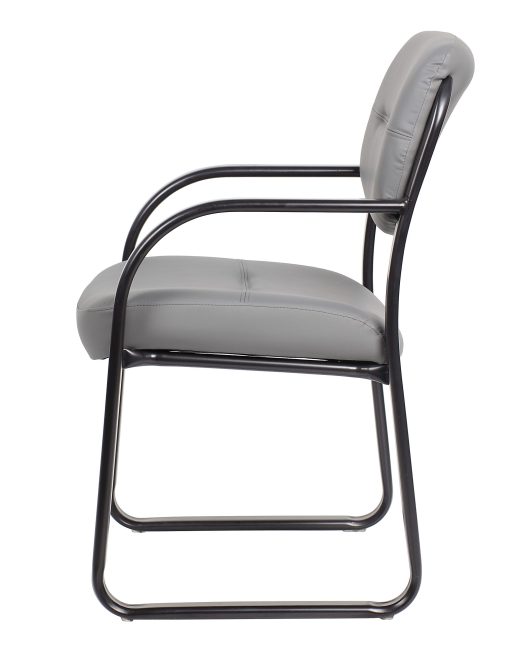 Boss Office Products Leather Mid-Back Guest Chair, Gray - Image 2