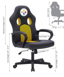 Imperial NFL Vision Faux Leather/Mesh High-Back Computer Gaming Chair, Pittsburgh Steelers 2