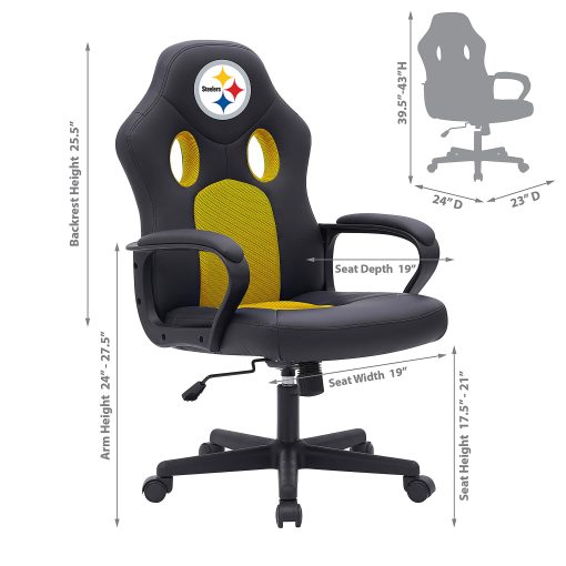 Imperial NFL Vision Faux Leather/Mesh High-Back Computer Gaming Chair, Pittsburgh Steelers - Image 2