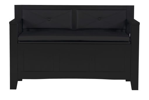 Linon Finn Padded Storage Bench, 28-3/4"H x 44-1/2"W x 17-1/2"D, Black - Image 2