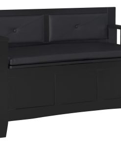Linon Finn Padded Storage Bench, 28-3/4"H x 44-1/2"W x 17-1/2"D, Black