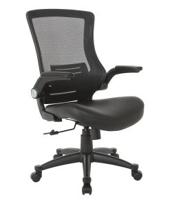 Office Star™ Work Smart Faux Leather Screen-Back Manager Chair, Flip Arms, Black 2
