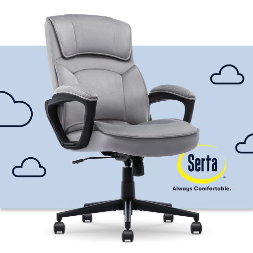 Serta® Comfort Classic Ergonomic Fabric High-Back Executive Office Chair, Gray - Image 2