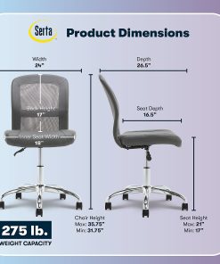 Serta® Essentials Mid-Back Computer Chair, Productivity Gray/Chrome 2