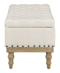 Office Star Landis Wood Storage Bench, Linen 2