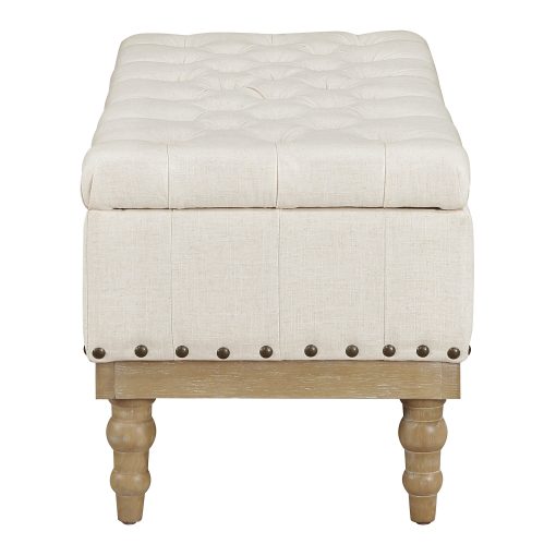 Office Star Landis Wood Storage Bench, Linen - Image 2
