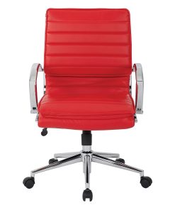 Office Star™ Pro-Line II™ SPX Bonded Leather Mid-Back Chair, Red/Chrome 2