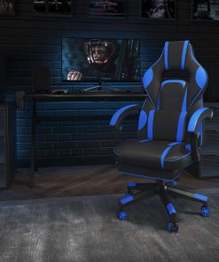 Flash Furniture X40 Gaming Chair With Fully Reclining Back And Arms, Black/Blue