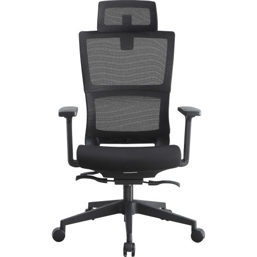 Lorell® Ergonomic Mesh High-Back Chair With Headrest, Black