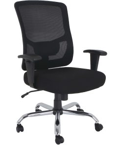 Lorell Big & Tall Mid-back Task Chair - Fabric Seat - Mid Back - 5-star Base - Black - 1 Each