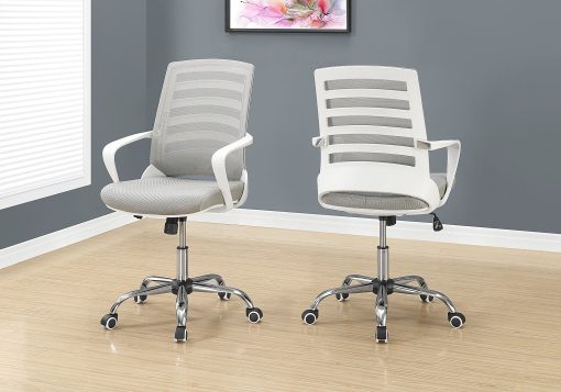 Monarch Specialties Ergonomic Mid-Back Office Chair, Gray/White - Image 2