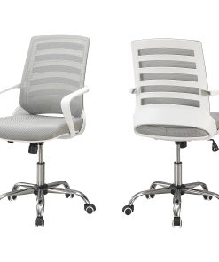 Monarch Specialties Ergonomic Mid-Back Office Chair, Gray/White