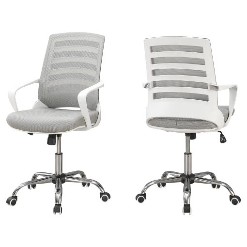 Monarch Specialties Ergonomic Mid-Back Office Chair, Gray/White