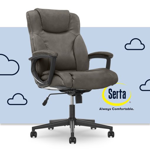 Serta® Connor High-Back Office Chair, Bonded Leather, Gray - Image 2