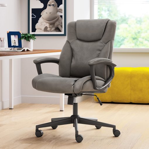 Serta® Connor High-Back Office Chair, Bonded Leather, Gray