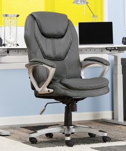 Serta® Amplify Bonded Leather/Mesh High-Back Office Chair, Gray/Silver