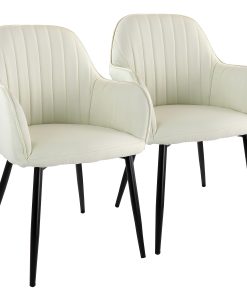 Elama Fabric Tufted Chairs, Beige/Black, Set Of 2 Chairs 2