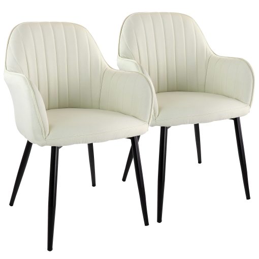Elama Fabric Tufted Chairs, Beige/Black, Set Of 2 Chairs - Image 2