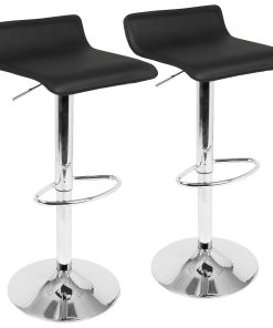LumiSource Ale Bar Stools, Chrome/Black, Set Of 2 Stools