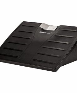 Fellowes Adjustable Locking Footrest with Microban, Black/Silver