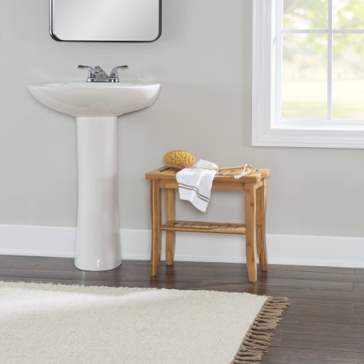 Linon Bullock Bamboo Stool, Natural Bamboo - Image 2