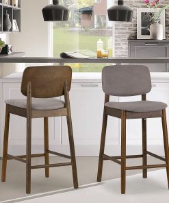Glamour Home Azura Fabric Counter-Height Stools With Backs, Gray/Walnut, Set Of 2 Stools 2