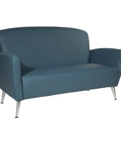 Office Star™ Leather Loveseat, Blue/Chrome 2