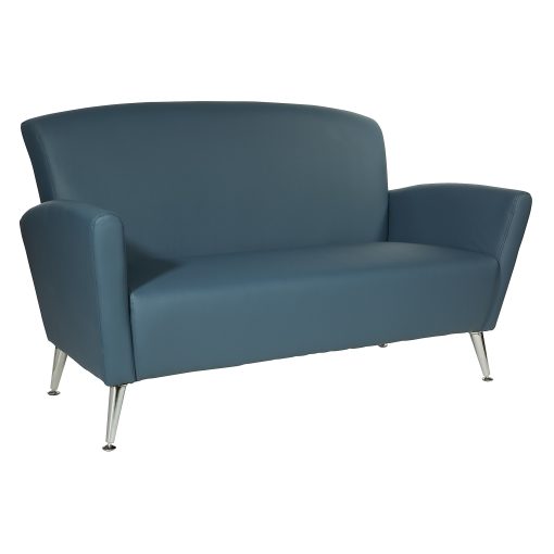 Office Star™ Leather Loveseat, Blue/Chrome - Image 2