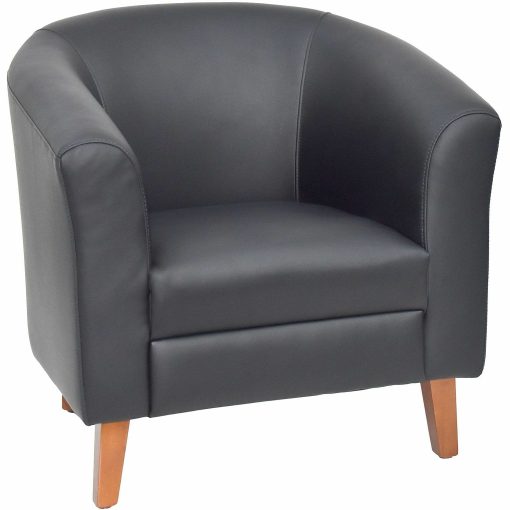 Lorell® Barrel Club Bonded Leather Armchair, Black - Image 2