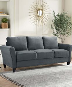 Lifestyle Solutions Winslow Sofa with Rolled Arms, Dark Gray 2