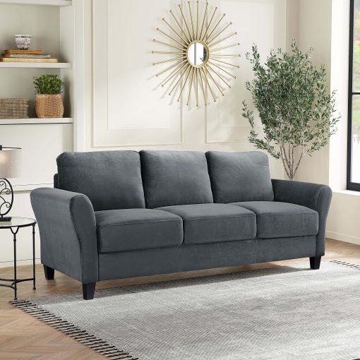 Lifestyle Solutions Winslow Sofa with Rolled Arms, Dark Gray - Image 2