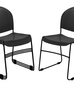 National Public Seating Commercialine Multipurpose Ultra Compact Stack Chairs, Black, Set Of 4 Chairs