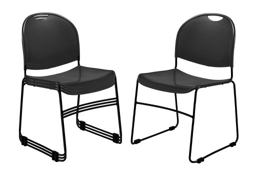 National Public Seating Commercialine Multipurpose Ultra Compact Stack Chairs, Black, Set Of 4 Chairs