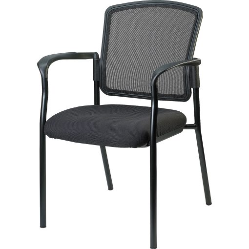 Lorell® Mesh/Fabric Guest Stack Chair, Black - Image 2